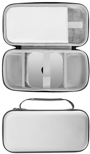 Carrying Case for Mac Mini M4 Pro/M4 2024, Portable Travel Storage Bag Hard Shell Protective Cover Case for Mini M4 Pro/M4 Desktop Computer, Keyboard, Mouse, Cable Organizer (White)