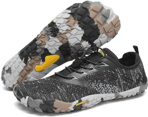 SAGUARO Zapatillas Barefoot Hombre Mujer Zapatillas Minimalistas para Deportes Acuaticos - Ligeras Antideslizante Respirable con Caja Suela Zero Drop, Tinta Negro, 38 EU