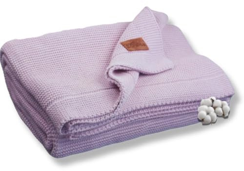 Dalisa GOTS-Zertifizierte Bio-Baumwolle Strickdecke – Weich & Gemütlich, Vorgewaschen – Perfekt für Couch, Bett & Deko – Waschmaschinengeeignet (Lavendel, 203x228 cm)