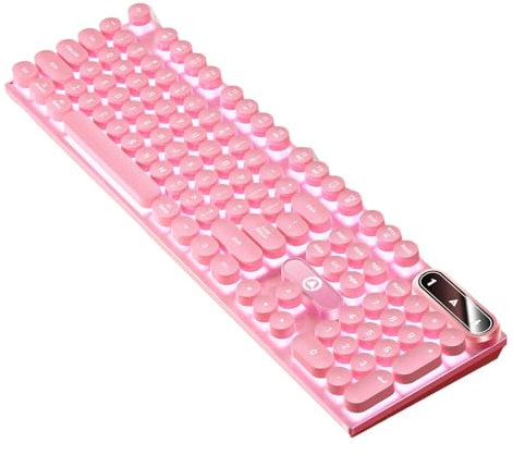 Teclado iluminado - Teclado mecánico retro punk estético con retroiluminación | Teclas redondas, 104 teclas, teclado para jugadores a prueba de salpicaduras de colores para PC, oficinas en casa