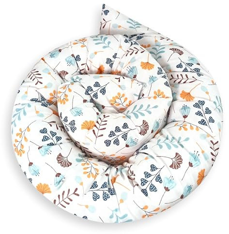 Bebeloo Bettschlange Bettkissen Seitenschläferkissen Nackenrolle Schlafkissen Kuschelschlange Stillkissen Zierkissen Zugluftstopper Body Pillow Baumwolle (400 cm, Feldblumen)