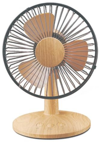 Ventilateur de table portable, ventilateur de bureau rétro en bois, 2 vitesses, alimenté par USB/batterie for la maison, le bureau, la chambre à coucher, la table et le bureau