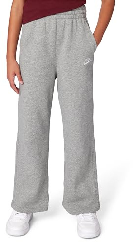 Nike Unisex Kinder Sportswear Club Fleece Mit Weitem Bein Für Mädchen Hose, Dk Grey Heather/Base Grey/White, 8-9 Jahre EU