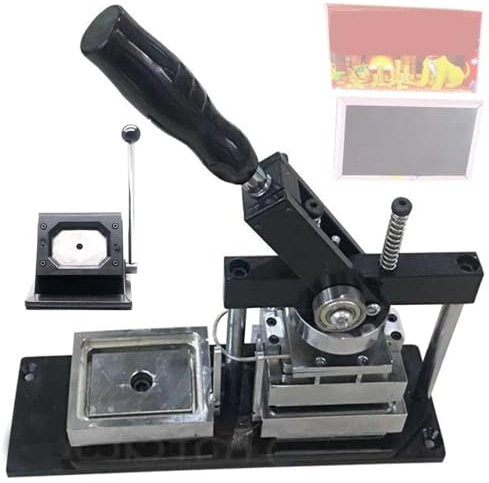 Fridge Magnet Button Maker Machine with Paper Cutter, Rectangle Magnet Maker Machine Kit for Personalised Badges, DIY Badge Punch Press Machine with 100pcs Button Parts,90 * 65mm