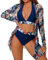 TERODACO 3 Piece Womens Bikini Sets Halter Neck Removable Padded Swimming Costume Women Soft Quick Dry Cover Ups for Ladies Beachwear Swimsuit Bathing Suit,Seamless Lightweight 6011 Navy L
