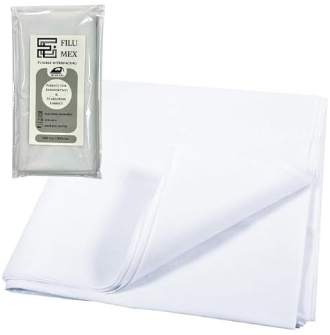 FILUMEX Tela Entretela termoadhesiva blanca 100x200 cm – 100% poliéster – 40 gsm – fusible con plancha – ligera y suave – ideal para reforzar tejidos, cuellos, puños y proyectos de costura.