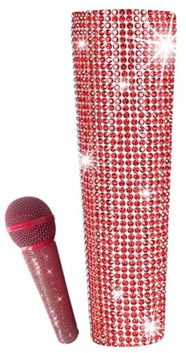 Muteitt Glitter Crystal Mic Handle Cover, Bling Rhinestones Mic Handle Sleeve for Party, Microphone Cover Sleeve for Most Microphones