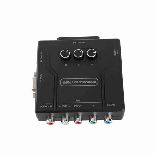 Akozon RGBS VGA SCART Al Convertidor de Cable de YPBPR para SFC, N64, Wii, MD, Saturno - Admite 480i a 1080p, Brillo de Color Ajustable