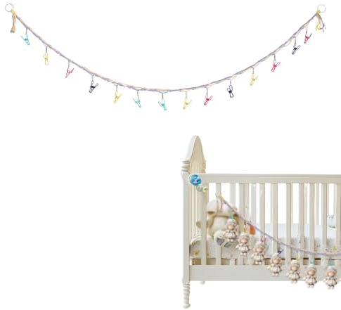 Lyreh Kuscheltier Aufbewahrung, Langlebiger Plüschtier-Hängeorganizer mit 15 Farbigen Clips Praktisches Puppen-Hängeaufbewahrungszubehör für Kinderzimmer Schlafzimmer Wanddekoration