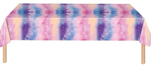 MOMAHUA Weltraum Galaxie Party Tischdecke Sternenhimmel Pastell, 137 x 274cm Space Galaxy Tischtuch Rechteckige Tischdecke für Babyparty Jungen Mädchen Geburtstagsparty Hochzeit Weihnachten Zubehör