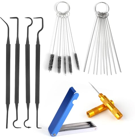 Carburetor Cleaning Kit, Airbrush Carburettor Includes 23 Carb Needles 5 Nylon Brushes 1 Scraper and 4 Cleaner Hooks for Motorcycle ATV Chainsaw & Welder Spray Gun Maintenance
