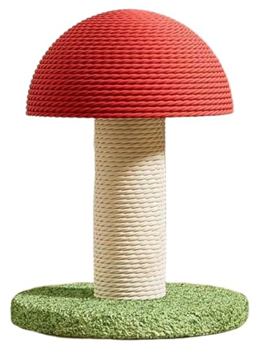 Pilz Kratzbaums, Kratzsäule mit geflochtenem Sisal, 18 cm/28 cm hoch Katzenbaum mit Sisalseil und Stabiler Bodenplatte, für Kätzchen, zur geistigen und körperlichen Anregung