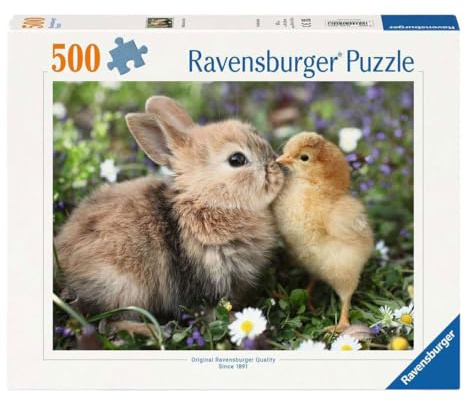 Ravensburger Puzzle 500 Teile Hase und Küken - Puzzle Erwachsene ab 14 Jahren, 49 x 36 cm, Puzzle für Erwachsene Tiere, Welpen-Kollektion, Geschenkideen