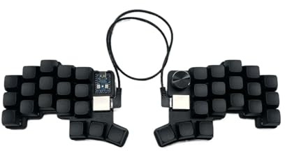 RXJMKCZ Kompatibel mit Cheapino V2 Split Wired MX Silent Kit | Vorgelöteter Split ergo. QMK/Fläschchen. MX-Silent-Schalter.(Gray Wood)