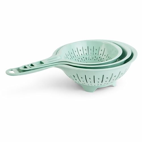 PARENCE - Lot de 3 Passoire en plastique - Passoires à pâtes avec poignée – 16/19 / 23 cm – Égouttoir cuisine multi-tailles - 3 Tailles, couleur aléatoire