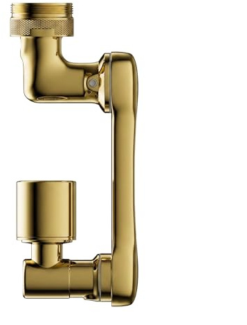 Maizoon Rallonge de robinet d'évier universelle pivotante à 1080° en forme de U en cuivre avec bras mécanique double mode débit d'eau pour cuisine et salle de bain Doré