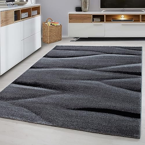 KADIMA DESIGN Kurzflorteppich Ombre Farbverlauf Pflegeleicht Waschbar Strapazierfähig Schwarz 80x150 cm Wohnzimmer Schlafzimmer Fußbodenheizung geeignet Schadstoffgeprüft Flur Oeko-TEX | Sereno