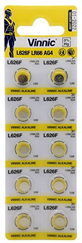 10x Vinnic Alkaline 1.5 V Button Cell Batteries AG4, 177, 377, SR626 LR626 Watch Batteries, Button Batteries