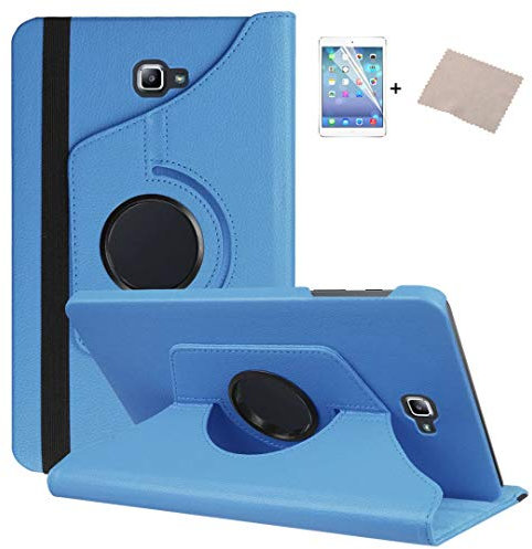 FULOZO® Samsung Galaxy Tab A6 10.1 (2016) T580/T585 Hülle Case-360 Grad Rotations PU Ledertasche Smart Cover mit Standfunktion für Samsung Galaxy Tab A 10.1 Tablet+Display Schutzfolie(Blau)