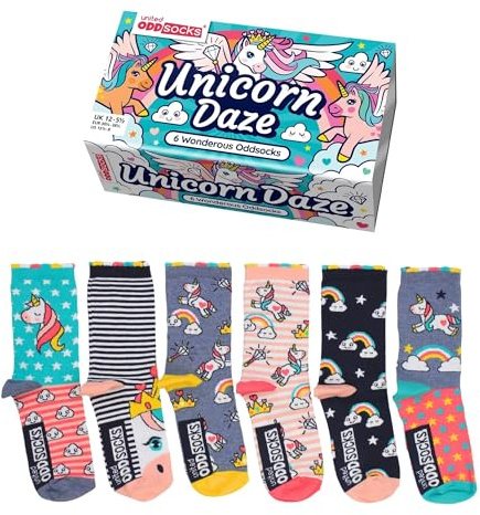 Unicorn Daze Socken für Mädchen, UK 12-5.5 / EU 30.5-38.5, 6 Stück