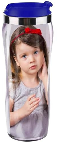 Turquoise Personalised Custom Photo Thermal Mug Coffee Tea Travel Flask | Black Pink Blue Red (Blue)