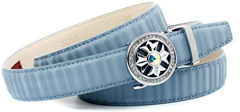 Anthoni Crown Damen 1MCA3D85 Gürtel, Blau (Hellblau 085), 6641 (Herstellergröße: 90)