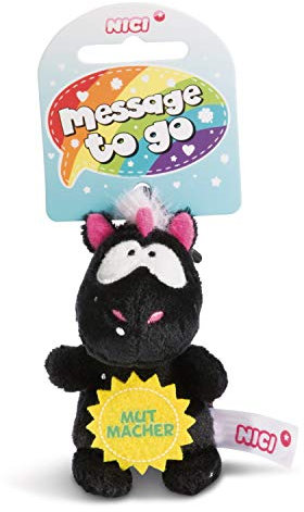 NICI 44980 Anhänger Einhorn Carbon Flash mit Spruch MUTMACHER 8cm mit Loop