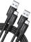 JSAUX Cable USB C Carga Rápida [2-Pack, 2M] 3,1A Cable Cargador Tipo C Nailon Trenzado Compatible con Phone 16 15 Pro, Samsung S25 S24 S23 Ultra A55 S22, CarPlay, Android Auto, PS5 Controller-Negro