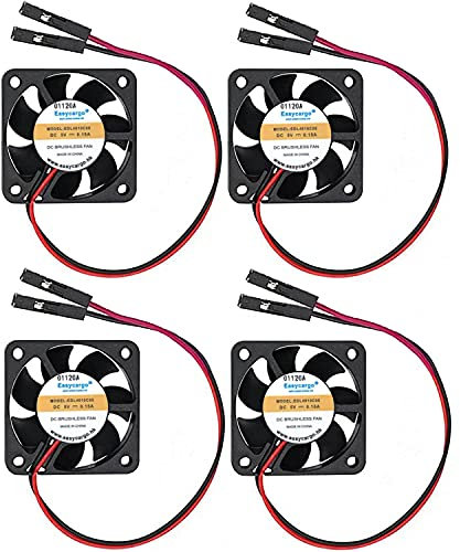 Easycargo Raspberry Pi Fan 40mm 5V DC, Quite 4010 Cooler Fan Sleeve Bearing Brushless 2 pin, 40mm Cooling Fan + Grill Mounting Kit 40mm x 40mm x10mm 4pcs
