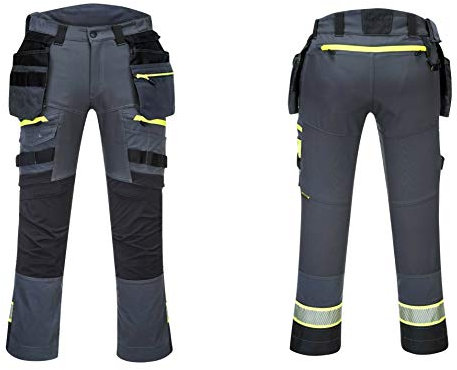 Portwest DX440 DX4 Detachable Holster Stretch Kneepad Work Trouser Grey. 40 Waist