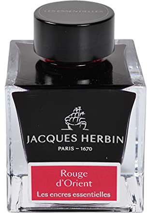 Jacques Herbin 13169JT - Flacon d'encre 50 ml pour stylo-plumes et stylos roller, Rouge d'Orient. Fabriqué en France