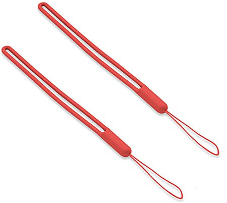Lot de 2 dragonnes réglables en silicone étanche pour téléphone portable, clé USB, MP3, MP4, mini appareil photo Rouge