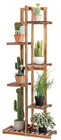COSTWAY Scaffale per Piante da Interno ed Esterno, Porta Fiori di Legno a 5/6 Livelli, Porta Vasi per Giardino, Balcone e Soggiorno (6 livelli)