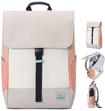 Johnny Urban Zaino Donna e Uomo Beige Rosa - MIKA - Zainetto con Vano per PC Portatile 16 Pollici - Backpack per Lavoro, Viaggio, Università - Impermeabile
