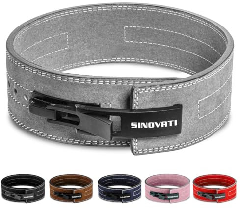 SINOVATI Premium Gewichthebergürtel KDK Gürtel aus Echtleder mit Schnalle, Weightlifting Lever Belt für Fitness Powerlifting Krafttraining Bodybuilding, Frauen und Männer (Grau, S)