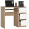Bureau d'ordinateur avec 3 tiroirs et Un tiroir Coulissant pour Le Clavier. Un Bureau pour Un Ordinateur de Bureau ou Portable, école et Bureau pour Jeunes 90x77x50