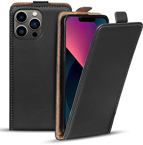 Verco Flip Cover für iPhone 13 Pro Case, Flipstyle Schutzhülle für Apple iPhone 13 Pro Hülle Kunstleder Tasche vertikal klappbare Handyhülle, Schwarz