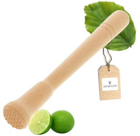 HOFMEISTER® Cocktail-Stößel aus Holz mit Gravur des Namens und Motivs, personaliserter Cocktailstößel als Geschenk, für Caipirinha & Drinks, 22 cm, Barstößel zerstößt Limetten & Eiswürfel