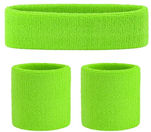 ONUPGO Schweißband-Set (3-teilig) Sport Stirnband Handgelenk gestreift Sweatband Frottee Handgelenk Athletic Übung Basketball Handgelenk Stirnband und Schweißbänder Feuchtigkeit Docht