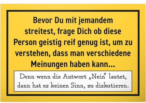 DankeDir! Bevor Du streitest - Schild 30 x 20 cm - lustiger Spruch Spruchschild Türschild Geburtstagsgeschenk Wanddeko Wandschild - Geschenk Büro Kollegen Freunde Geschenkidee Deko