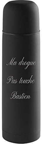 Termo negro con tapa grabada - Termo negro grande con texto grabado