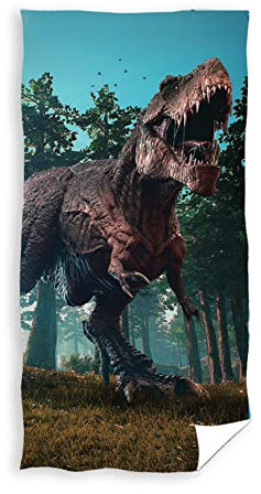 Carbotex Dinosaurier Dinosaur Dino Badetuch Handtuch Strandtuch 70 x 140 cm, Mehrfarbig Tnl215001