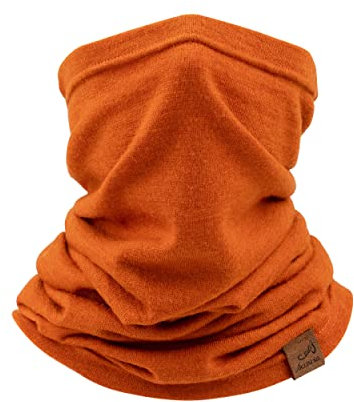 ACUSHLA 100% Merino Wool Neck Gaiter Ski Face Mask Scarf Neck Warmer for Men & Women All Weather, Midweight Maple Leaf