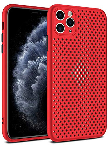 Heat Dissipation Case Compatible with iPhone 14 Pro Max Plus 13 Pro Max Mini, Breathable Cooling Hollow Cellular Hole Full Back Camera Lens Protection(Red, for iPhone 14 Pro)
