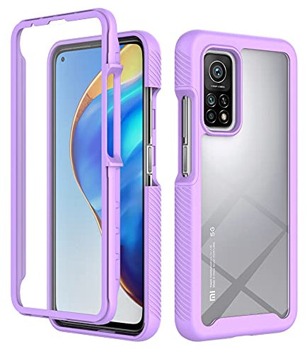 XINNI Funda para Xiaomi Mi 10T Pro/10T 5G Antichoques 360 Grados con Protector de Pantalla Integrado Robusto Doble Cara Bumper Transparente Case Completa Carcasa, Morado Claro