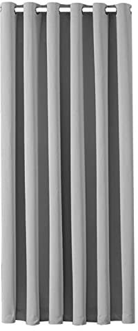 Aspire Homeware Door Curtain for Living Room - Single Panel Light Grey Blackout Eyelet Curtains Bedroom - Thermal Insulated Super Soft 66 x 84 Inch Drop Curtain with Tieback, 1 Panel