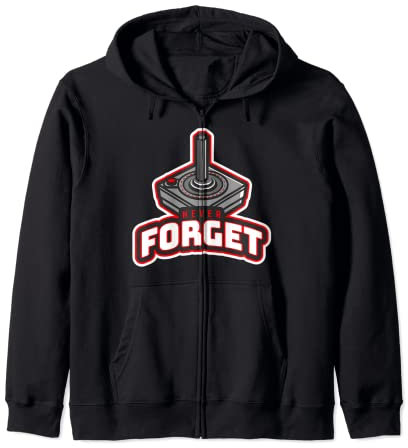 Retro Gaming Joystick, NEVER FORGET Zip Hoodie