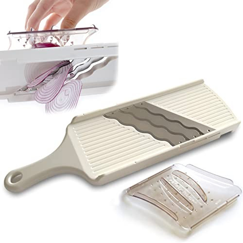 YAMAZEN, Super Express 3-Blades Slicer - 3 Times Faster Kitchen Slicer with Food Holder | Vegetable & Fruit Slicer | Slice Over a Bowl | Quick & Easy Operation Food Cutter