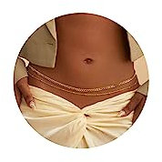 FUNEIA 2 Stück Bauchkette Gold Damen 14 Karat Vergoldet Hüftkette Pailletten Geschichtet Bikini Kristall Taillenkette Verstellbare Boho Belly Waist Chain Körperschmuck für Frauen und Mädchen