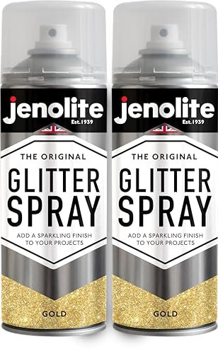 JENOLITE Peinture à paillettes en aérosol | OR | Peinture pailletée | Multisurface | Parfait pour l'artisanat et les loisirs | 2 x 400ml